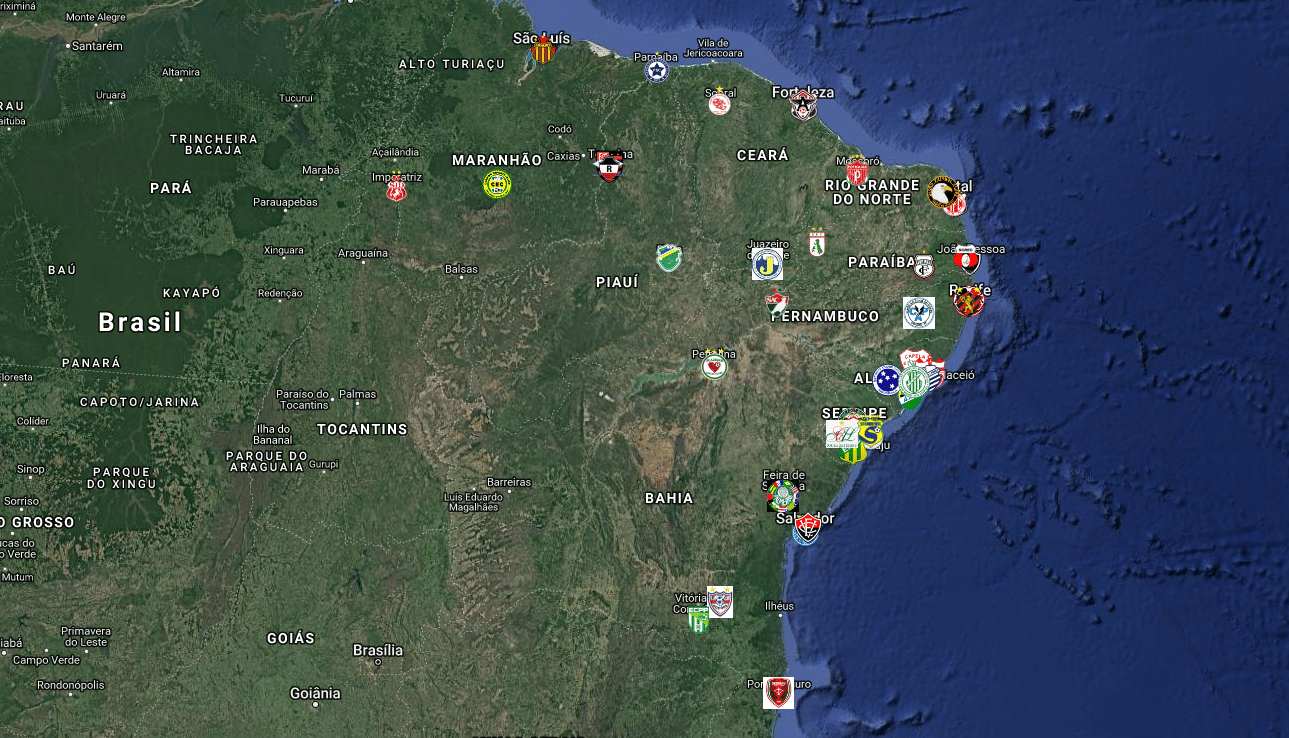 Um mapa interativo com todos os participantes do Nordest&atilde;o, de 1994 a 2019
