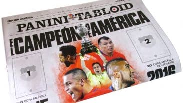 Panini lança álbum de figurinhas em formato de jornal no Chile para celebrar títulos de 2015 e 2016