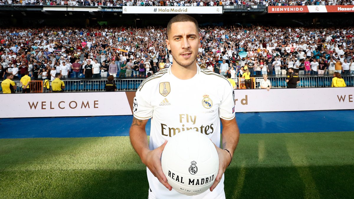Os 50 mil torcedores na apresenta&ccedil;&atilde;o de Hazard sublinham a esperan&ccedil;a que o belga leva ao Real Madrid