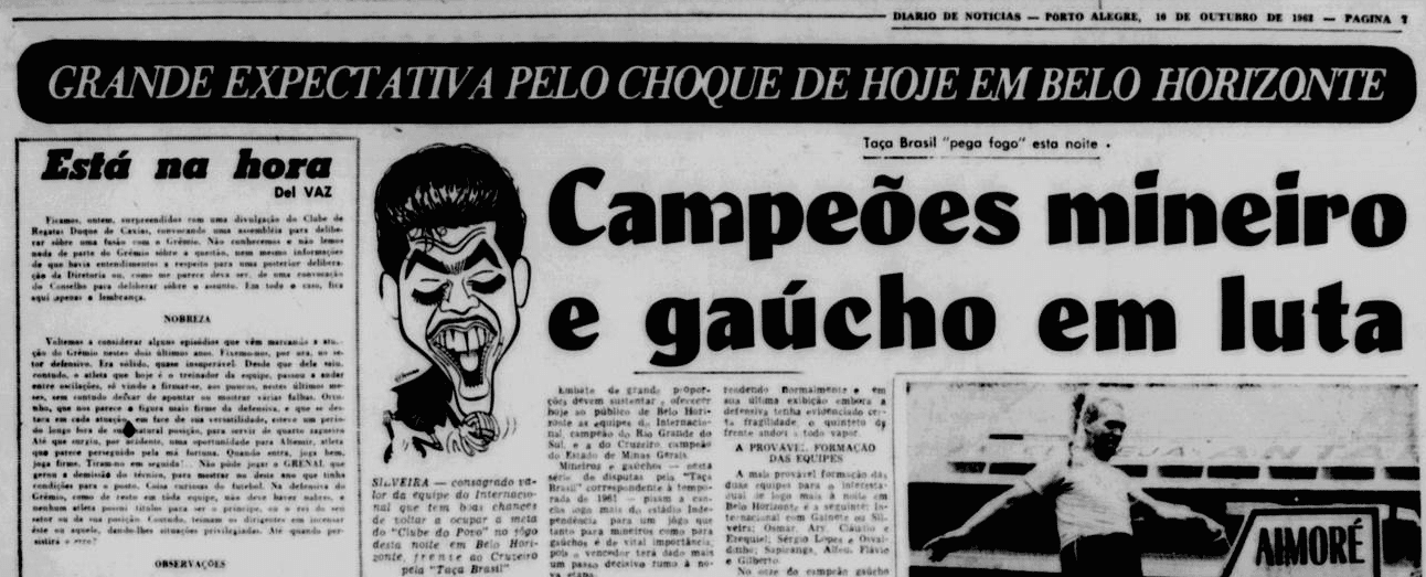 O primeiro Inter x Cruzeiro oficial j&aacute; valeu bastante, em duelos decisivos pela Ta&ccedil;a Brasil de 1962