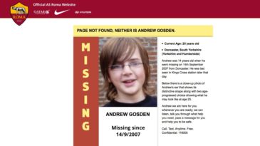 Páginas não encontradas do site da Roma também terão imagens de crianças desaparecidas