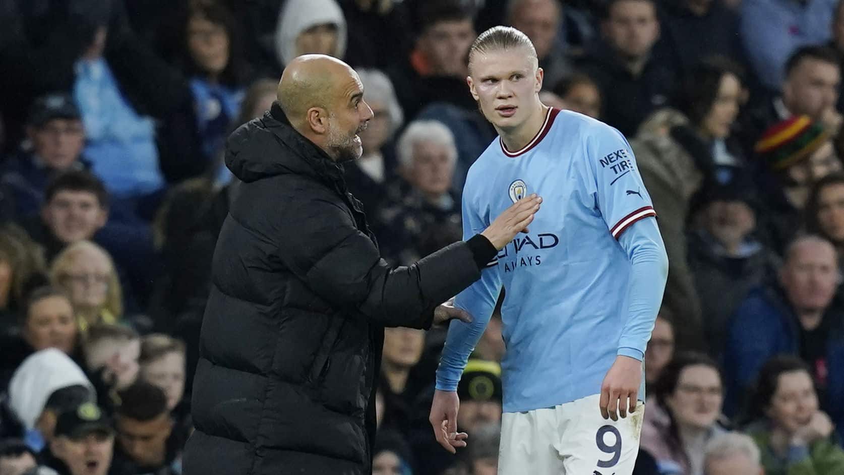Pep Guardiola n&atilde;o descarta presen&ccedil;a de Haaland no Manchester City para jogo contra o Liverpool