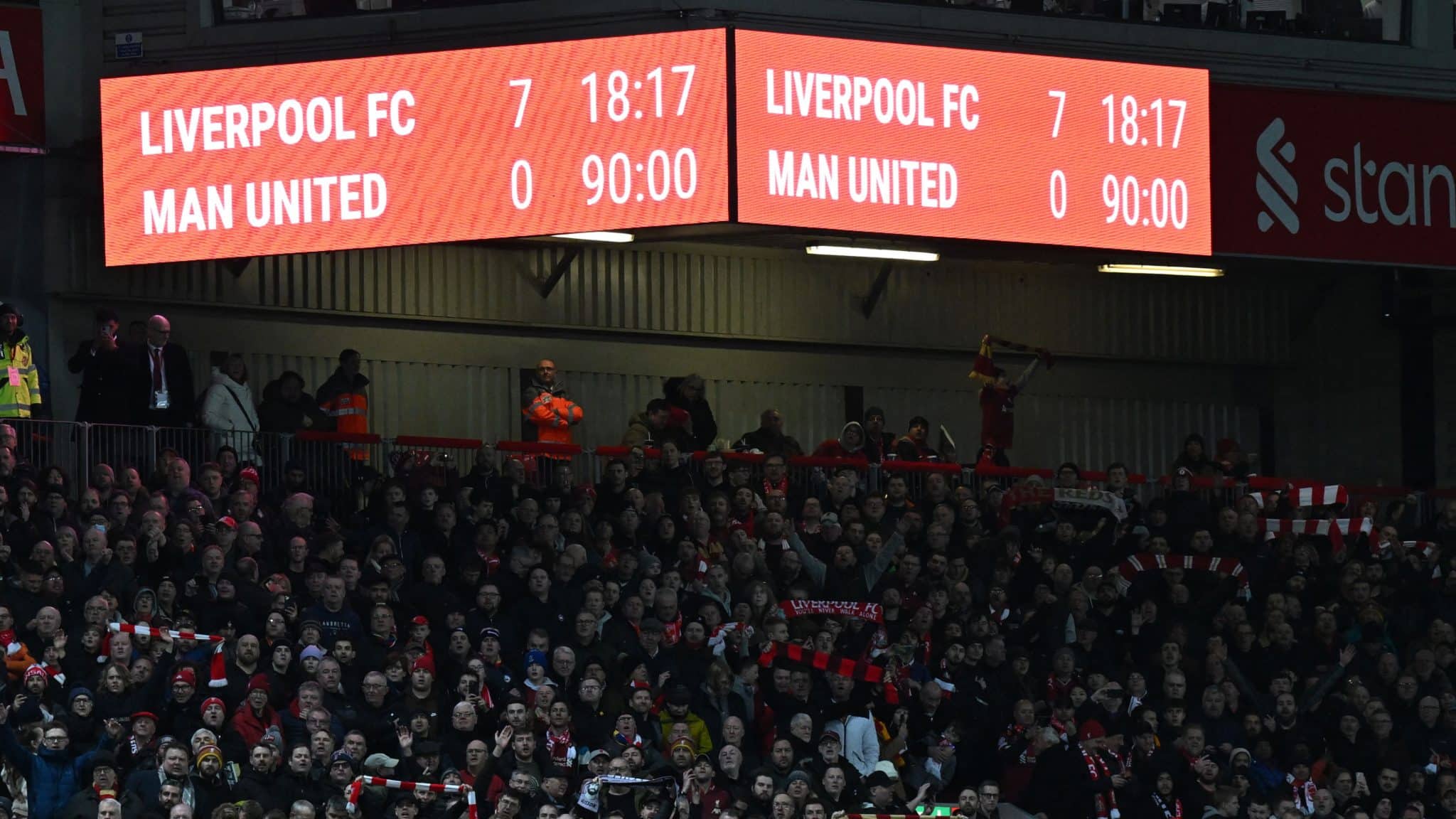 Liverpool deixou o Manchester United atordoado em Anfield e conseguiu a maior goleada da hist&oacute;ria do cl&aacute;ssico