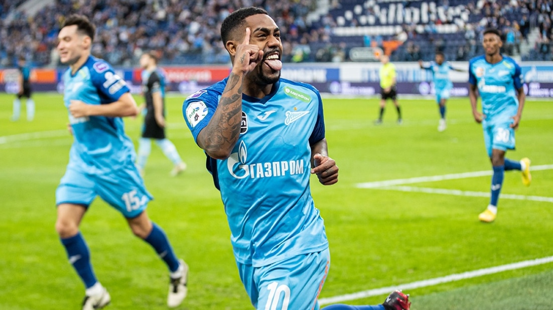 Malcom abriu mais uma vit&oacute;ria do Zenit com uma cobran&ccedil;a de falta perfeita