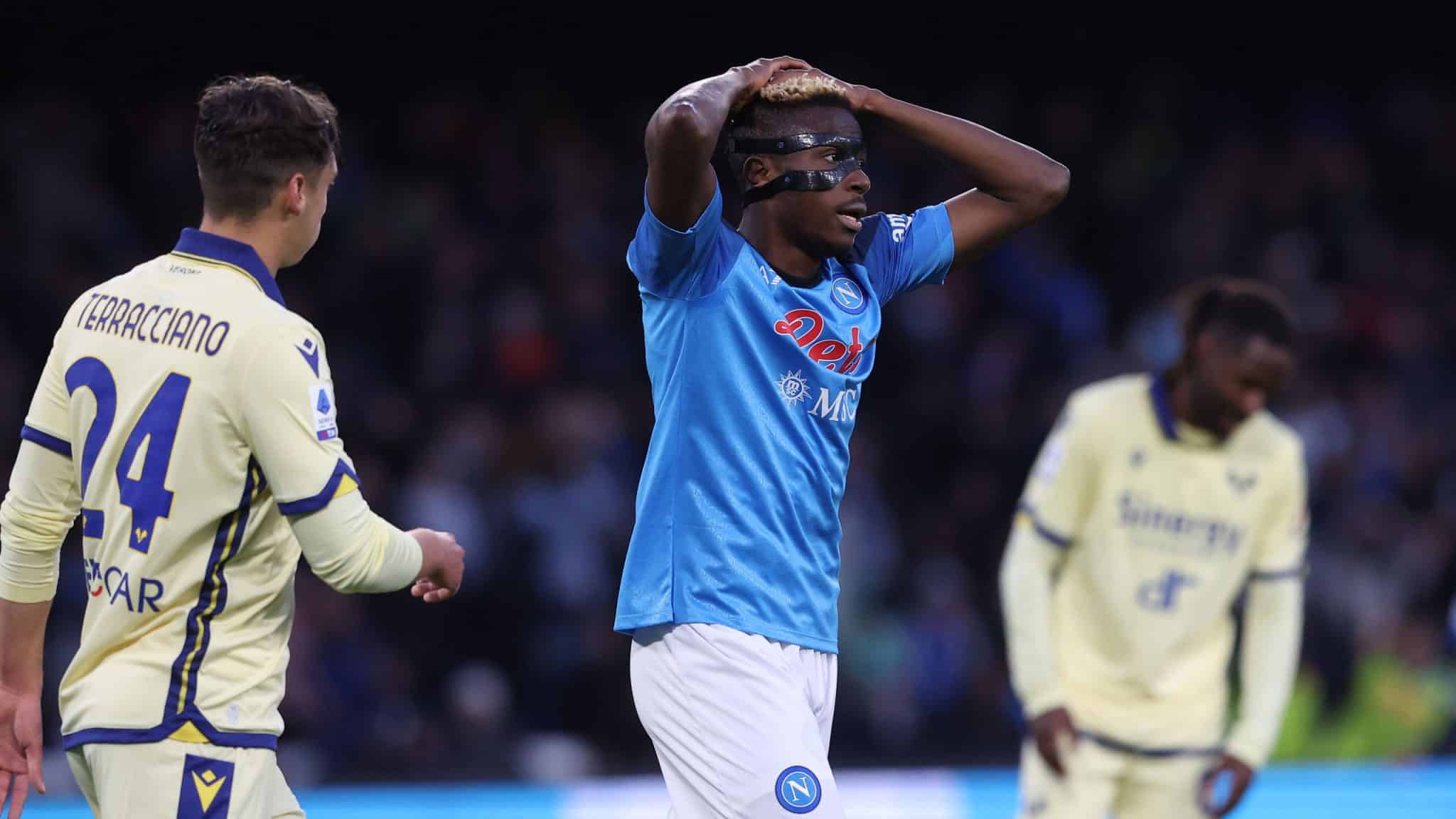 A volta de Osimhen foi a boa not&iacute;cia no jogo que o Napoli n&atilde;o conseguiu vencer o Verona