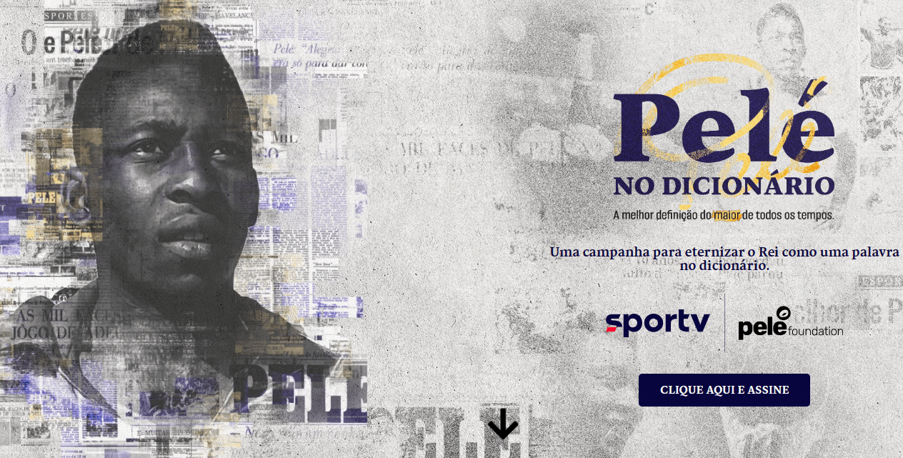 Funda&ccedil;&atilde;o Pel&eacute; e Sportv lan&ccedil;am uma campanha bem interessante: incluir a palavra &ldquo;Pel&eacute;&rdquo; no dicion&aacute;rio