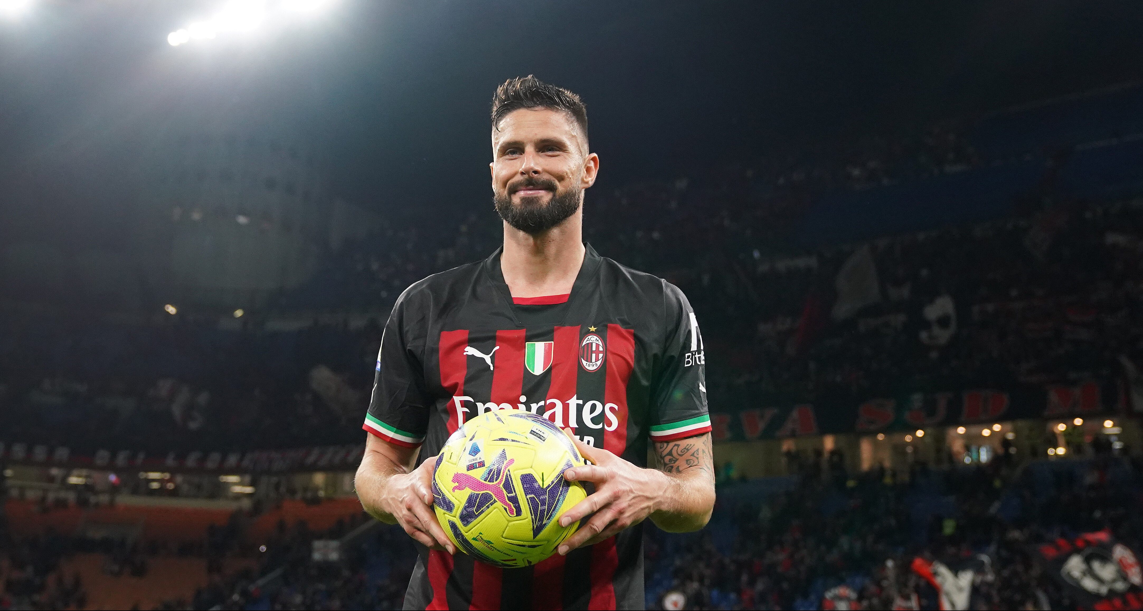 Giroud anotou uma tripleta e o Milan deu uma resposta necess&aacute;ria ao golear a Samp