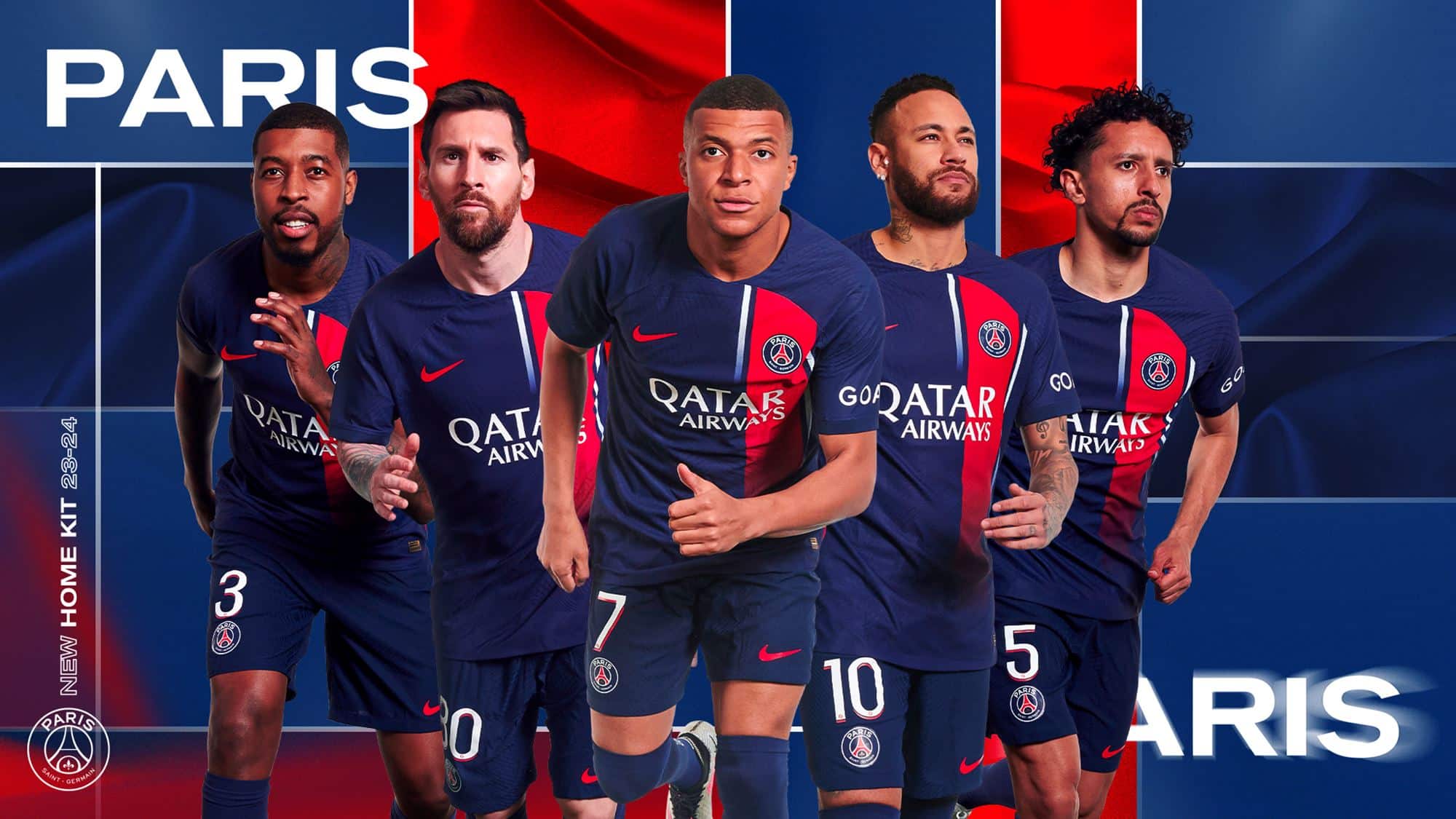 PSG apresenta camisa 2023/24 com inspira&ccedil;&atilde;o no time de Ronaldinho &ndash; e estranhamente com foto de Messi