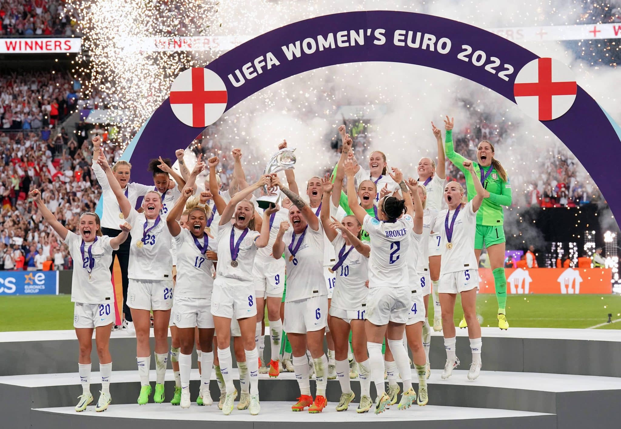 Sele&ccedil;&atilde;o inglesa comemora t&iacute;tulo da Eurocopa Feminina 2022, em Wembley