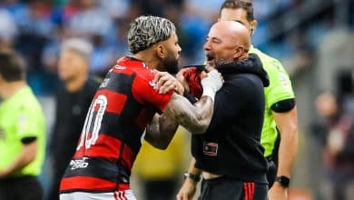 Gabigol defende um trabalho perdido de Sampaoli, em rara coletiva pelo Flamengo