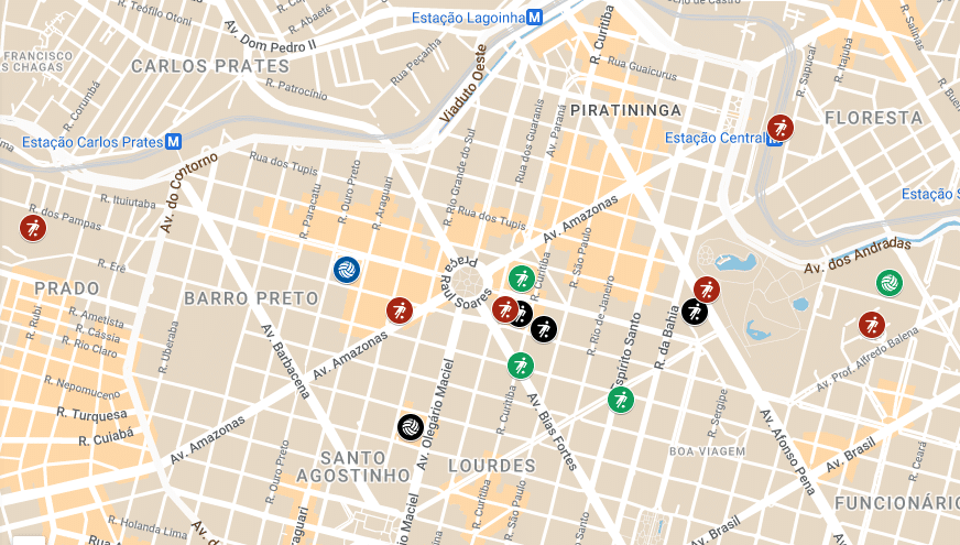 Mapa dos campos que n&atilde;o existem mais em Belo Horizonte