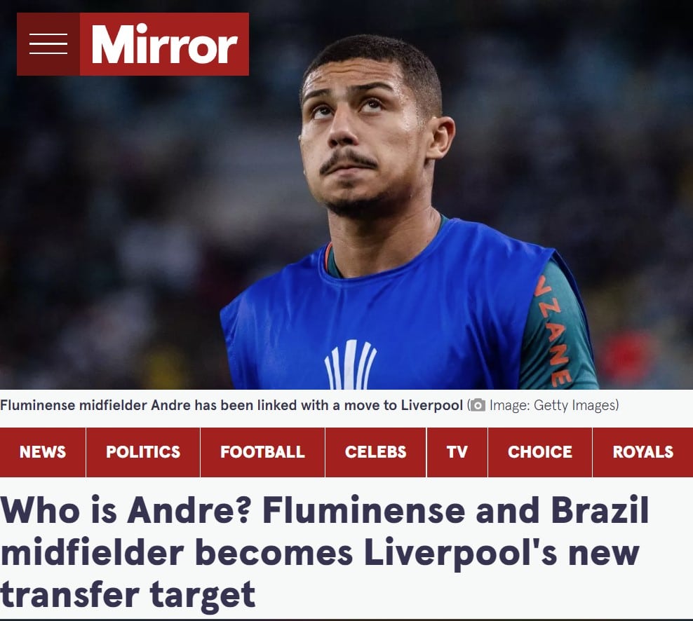 Andr&eacute; foi apontado como alvo do Liverpool, mas n&atilde;o recebeu proposta oficial - Foto: Reprodu&ccedil;&atilde;o