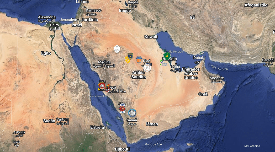 Um mapa interativo para voc&ecirc; conhecer um pouco mais sobre o Campeonato Saudita
