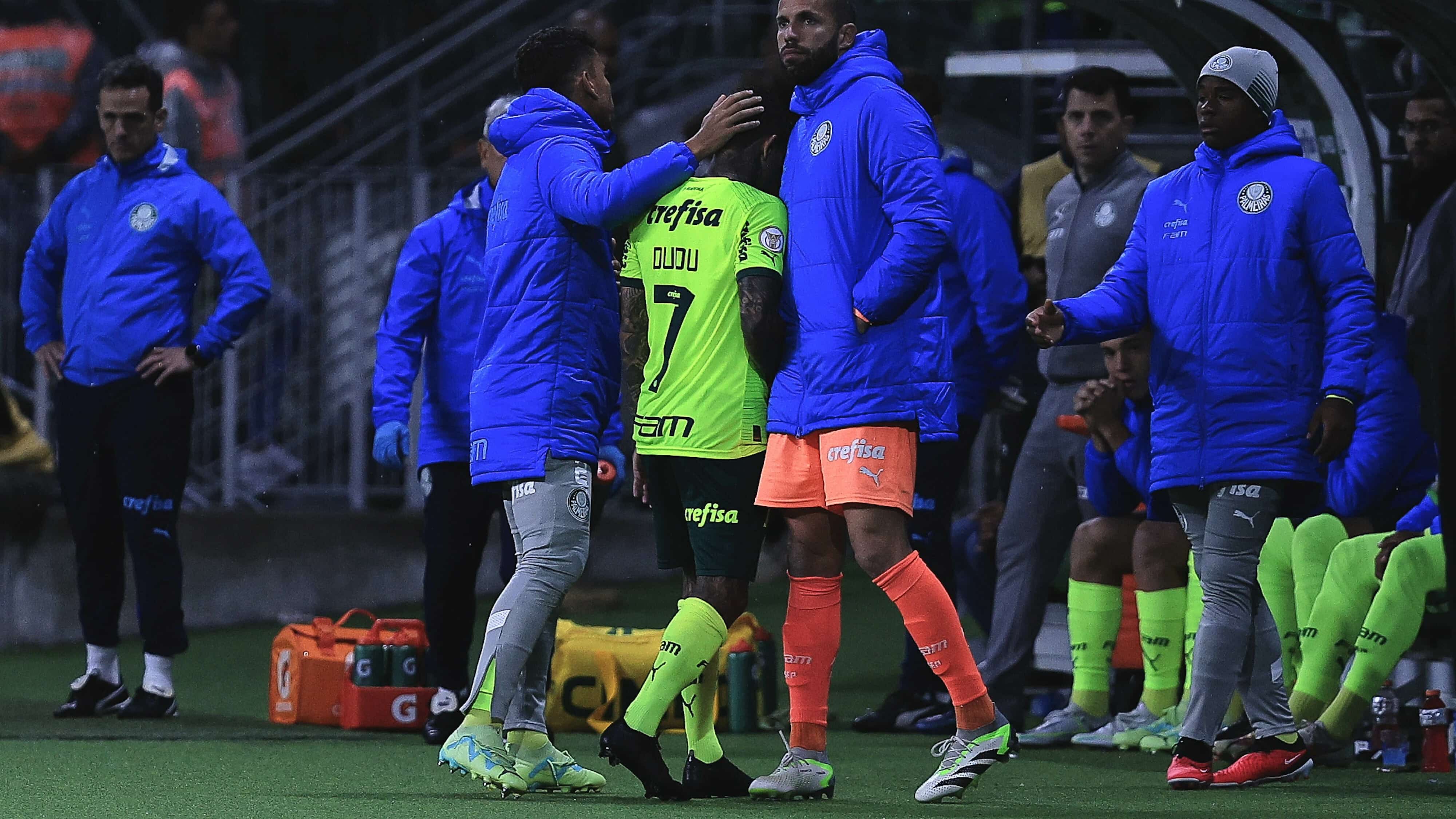 Dudu deixou jogo contra o Vasco com les&atilde;o que preocupa o Palmeiras (Foto: Icon Sport)
