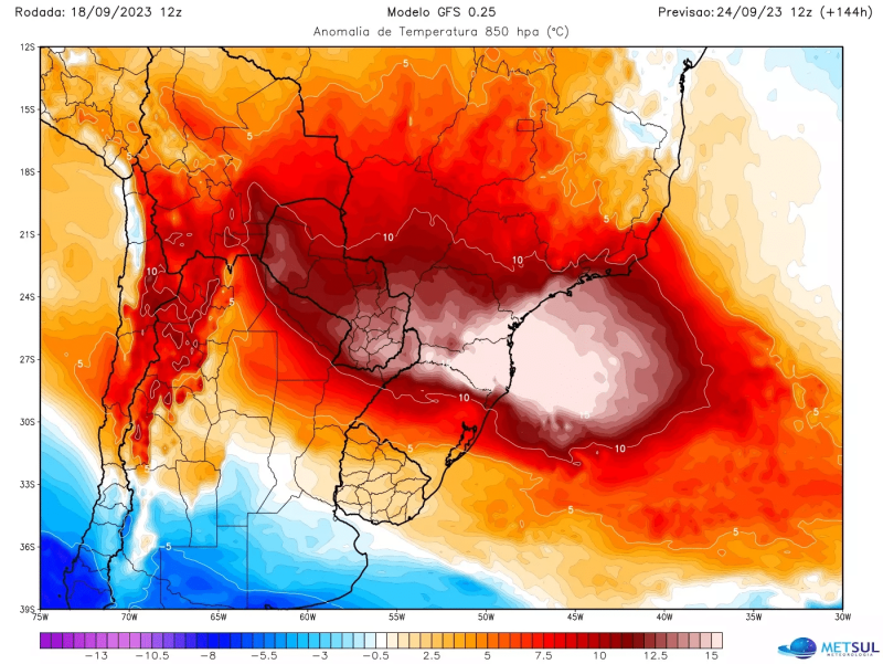 Mapa da bolha de calor MetSul