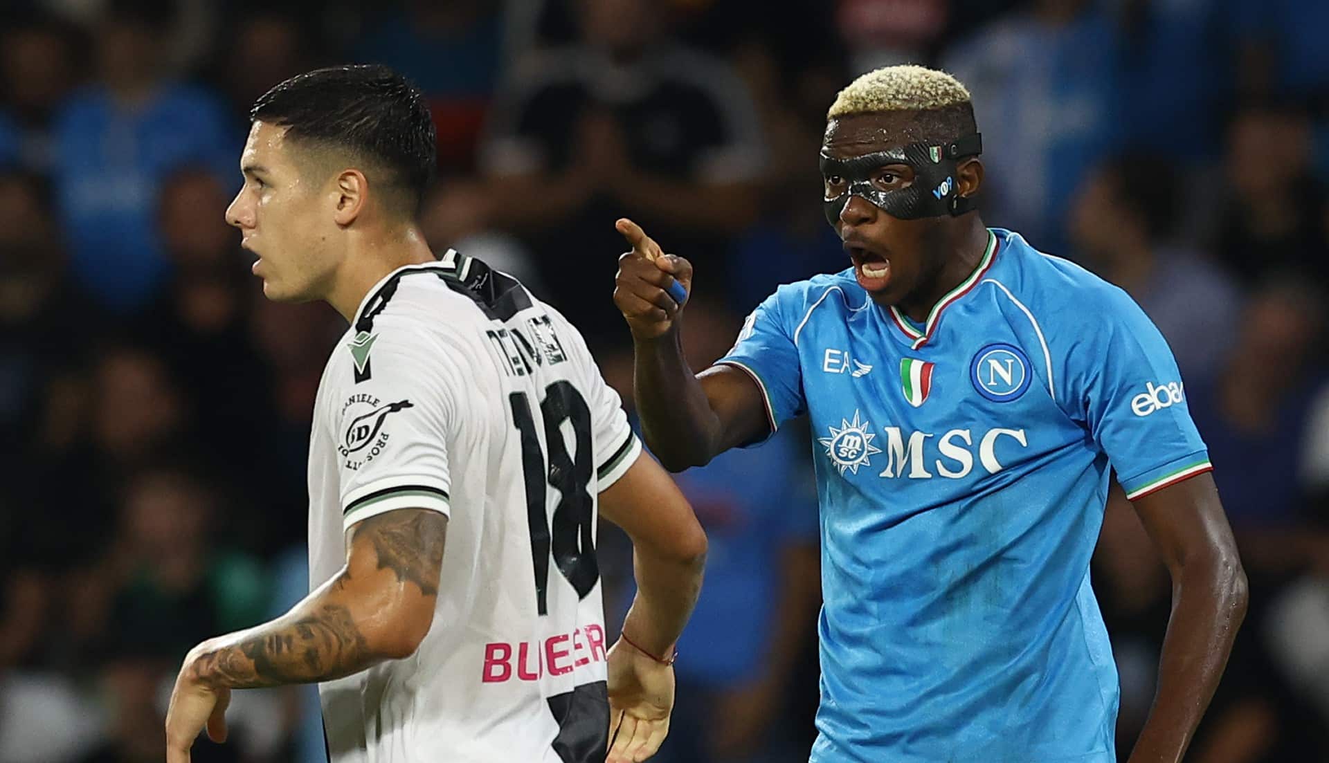 Apesar da cis&atilde;o, Osimhen salientou seu profissionalismo e liderou a goleada sobre a Udinese