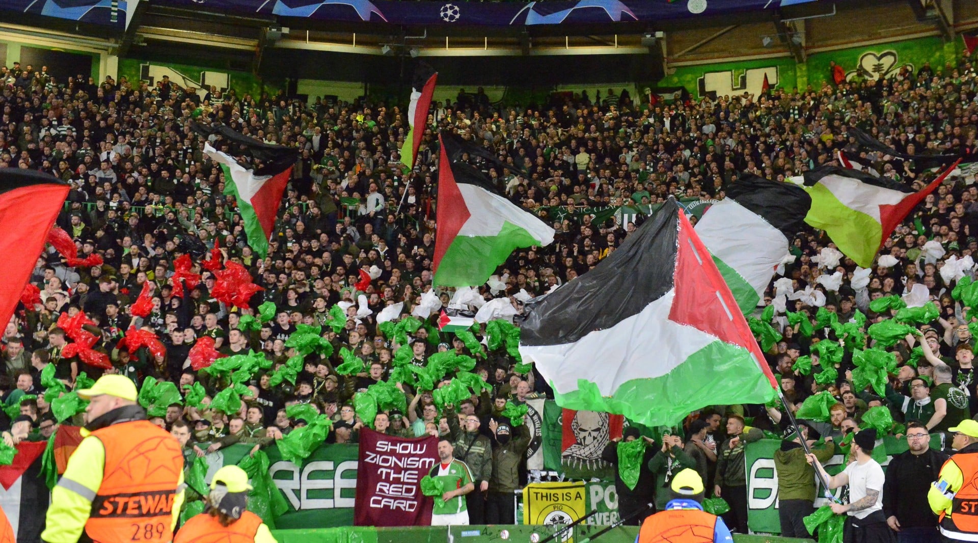 O ato da torcida do Celtic em prol da Palestina exp&otilde;e tamb&eacute;m um conflito com o pr&oacute;prio clube