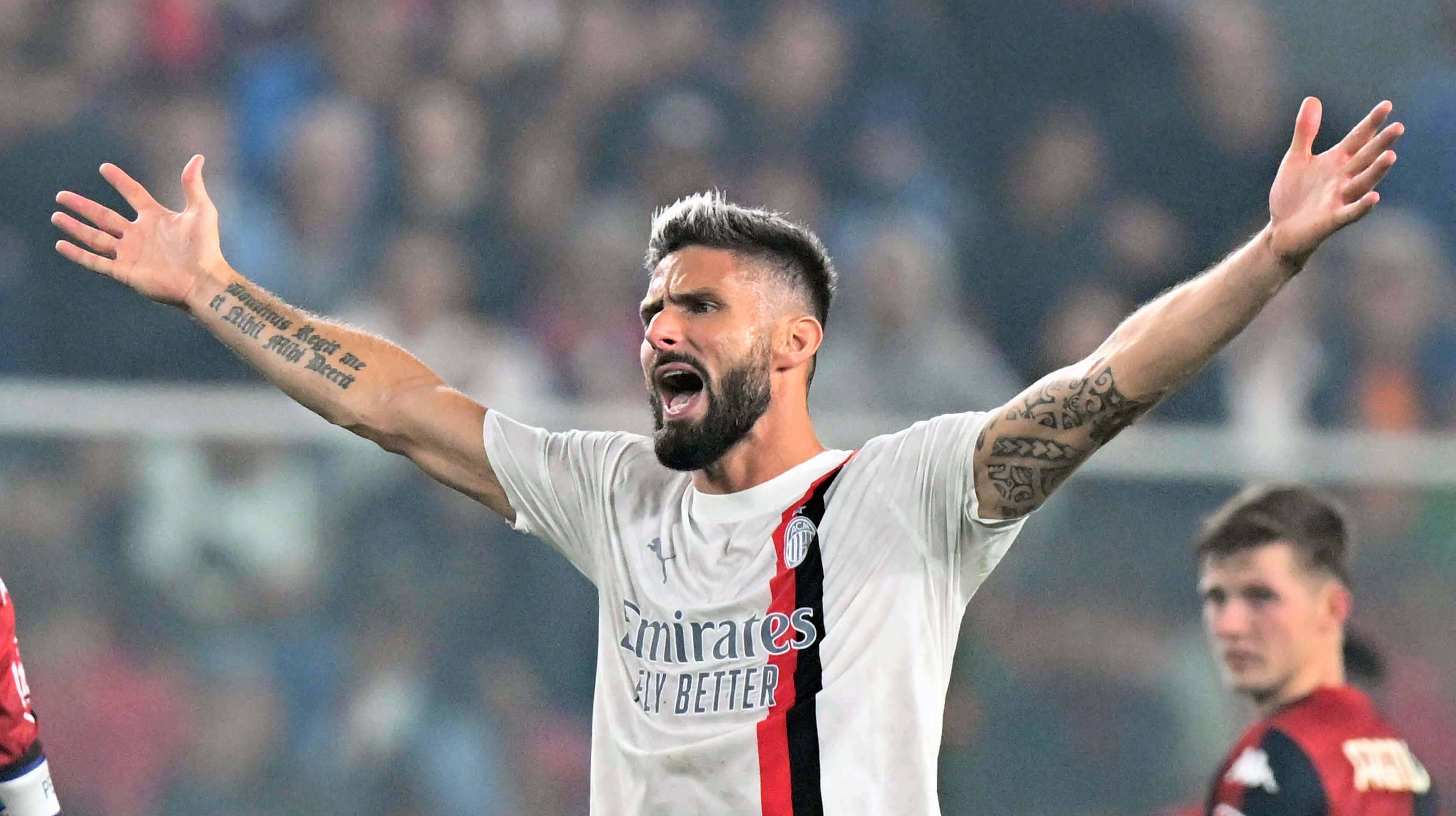Giroud vai para o gol e garante triunfo do novo l&iacute;der Milan em cima do Genoa