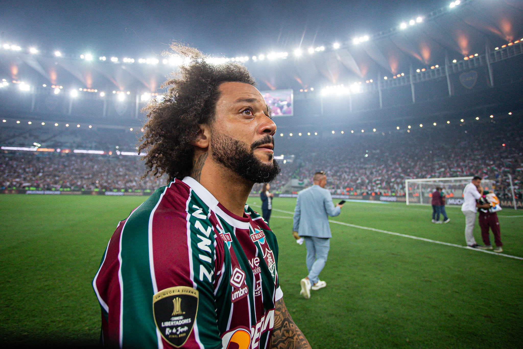 Um dos maiores campe&otilde;es da hist&oacute;ria do futebol, Marcelo se emociona com t&iacute;tulo da Libertadores pelo Fluminense - Foto: Marcelo Gon&ccedil;alves/Fluminense FC