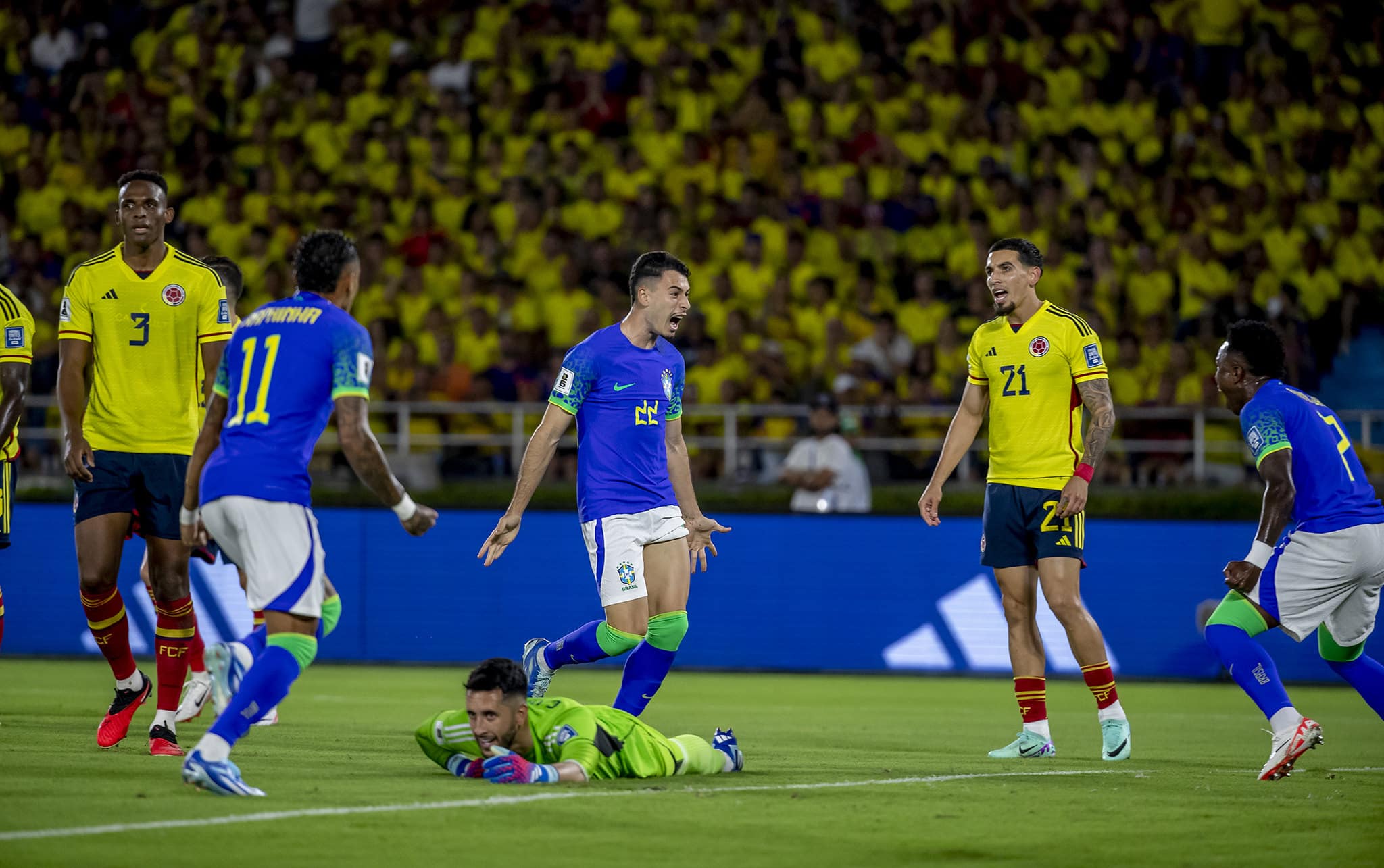 Brasil saiu na frente com Martinelli, mas perdeu para a Col&ocirc;mbia pelas Eliminat&oacute;rias - Foto: Staff Images/CBF