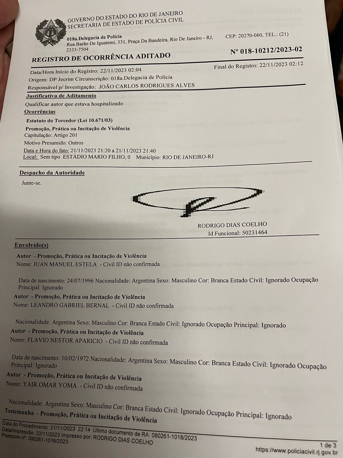 Sete argentinos foram detidos e soltos ap&oacute;s pagamento de R$ 200 em transa&ccedil;&atilde;o penal - Foto: Caio Blois/Trivela