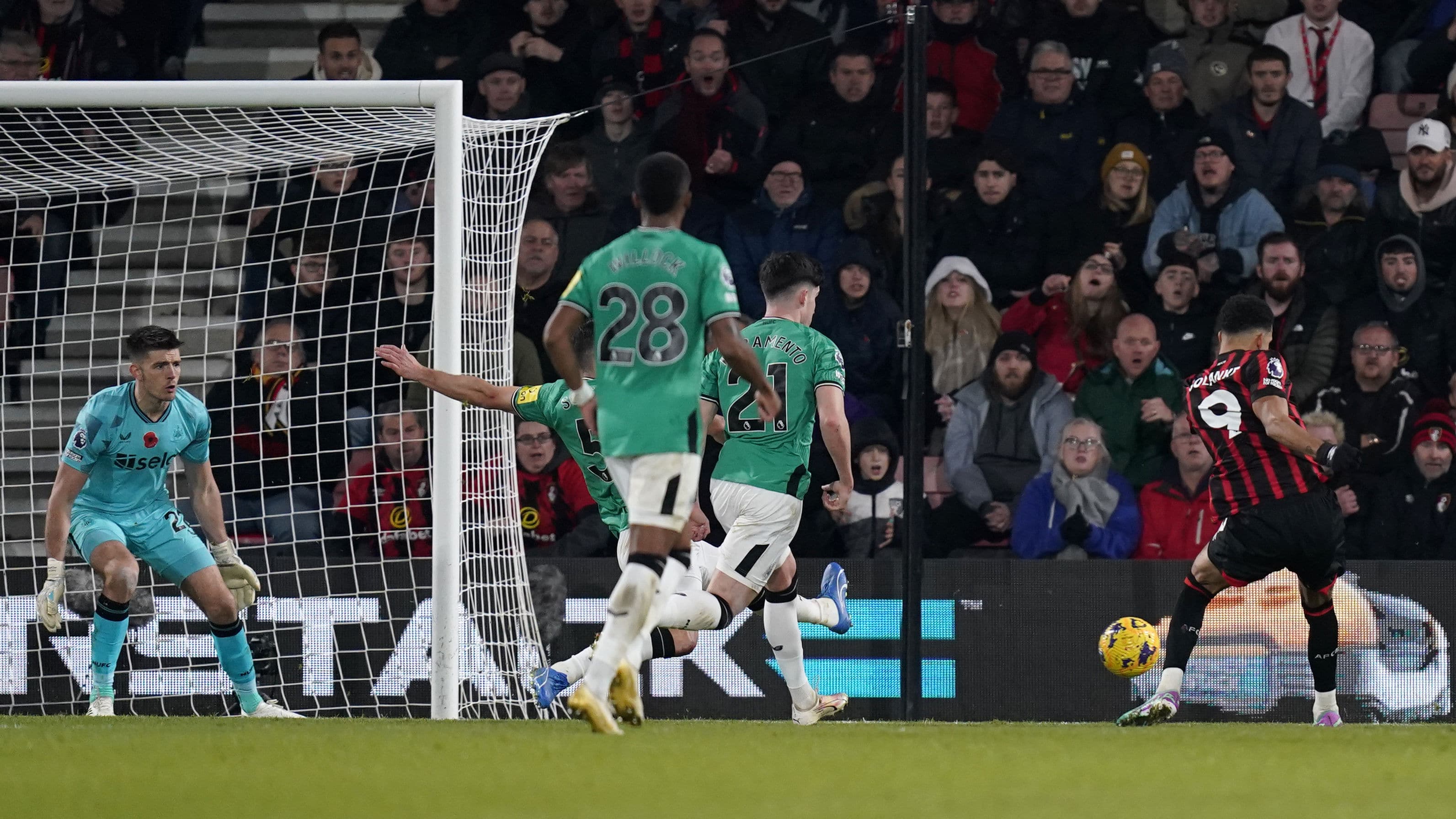 Solanke comandou uma vit&oacute;ria incontest&aacute;vel do Bournemouth sobre o Newcastle