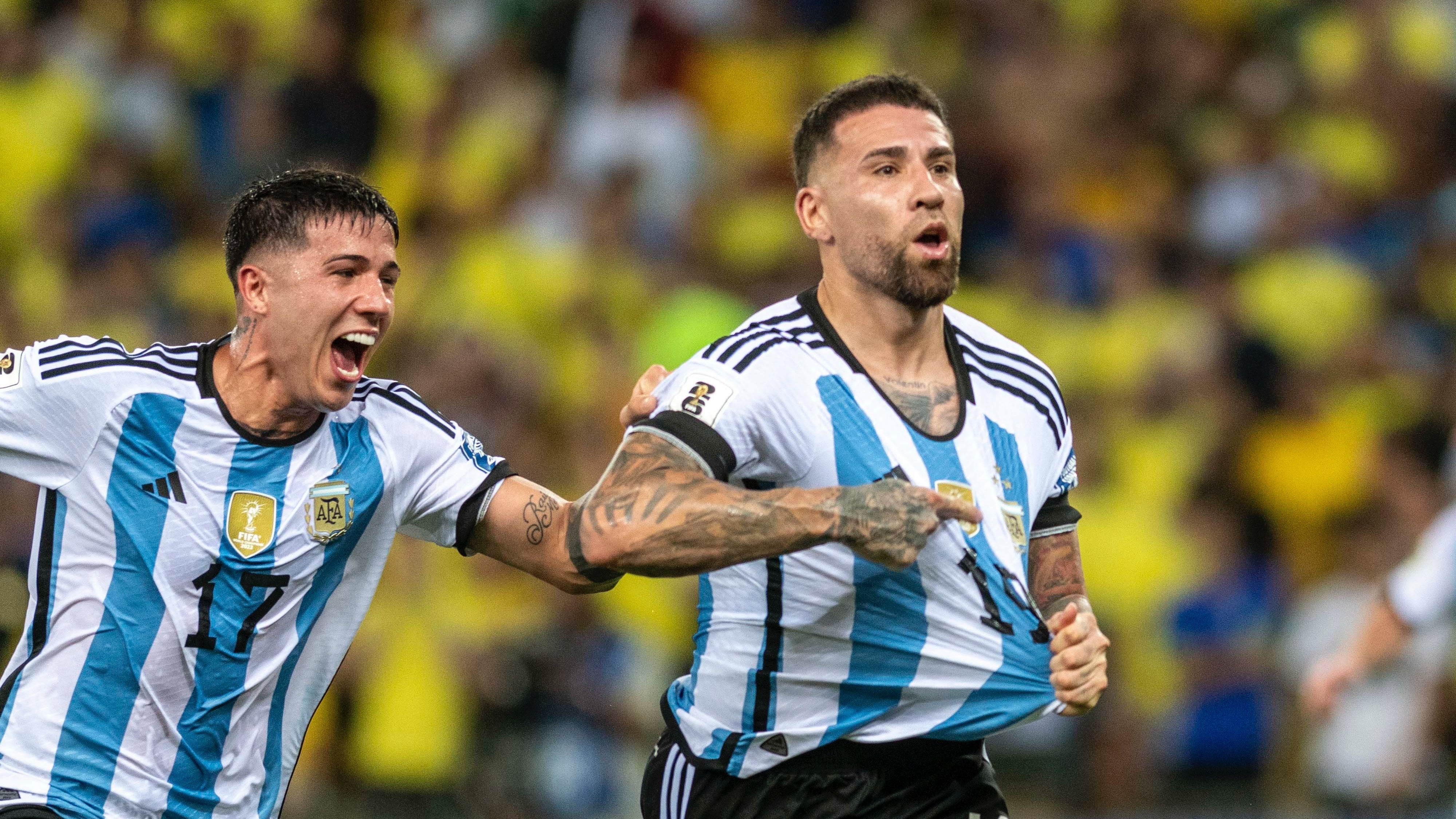 Otamendi marcou o gol da vit&oacute;ria hist&oacute;rica da Argentina sobre o Brasil no Maracan&atilde; - Foto: Icon sport
