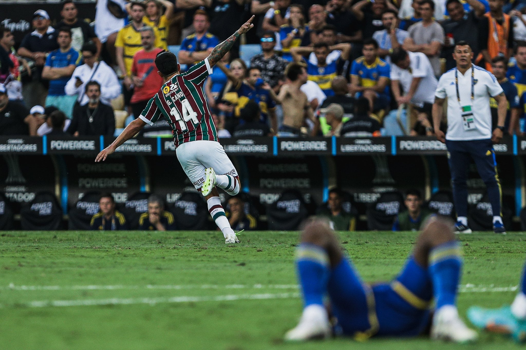 Germ&aacute;n Cano explode o Maracan&atilde; e comemora gol pelo Fluminense na final da Libertadores - Foto: Lucas Mer&ccedil;on/Fluminense FC