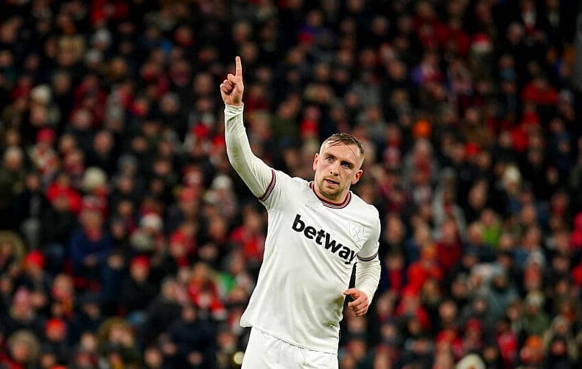 Bowen celebra seu belo gol, que acabou sendo o de honra do West Ham