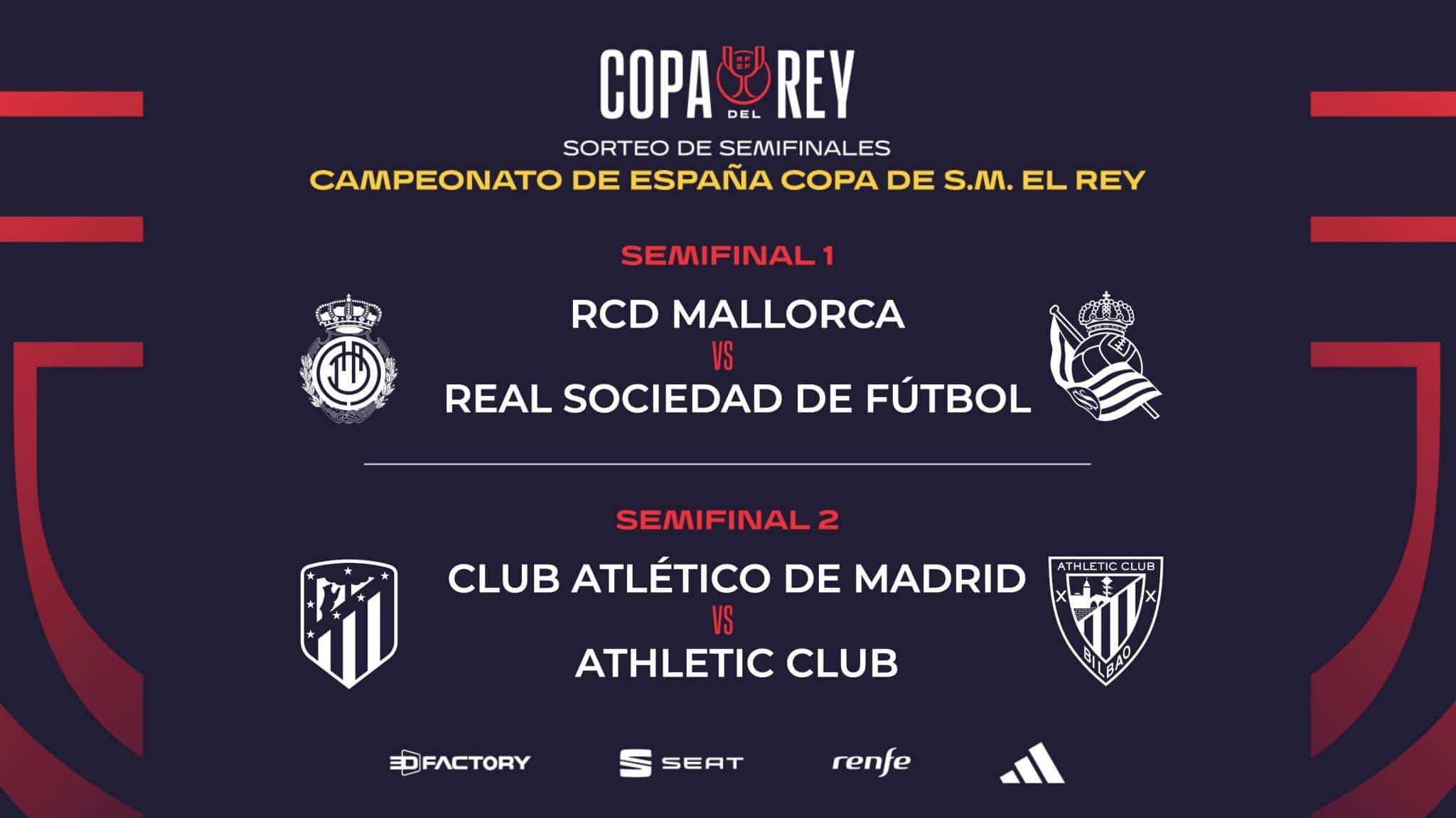 Sem Real Madrid ou Barcelona, estes s&atilde;o os confrontos das semifinais da Copa do Rei