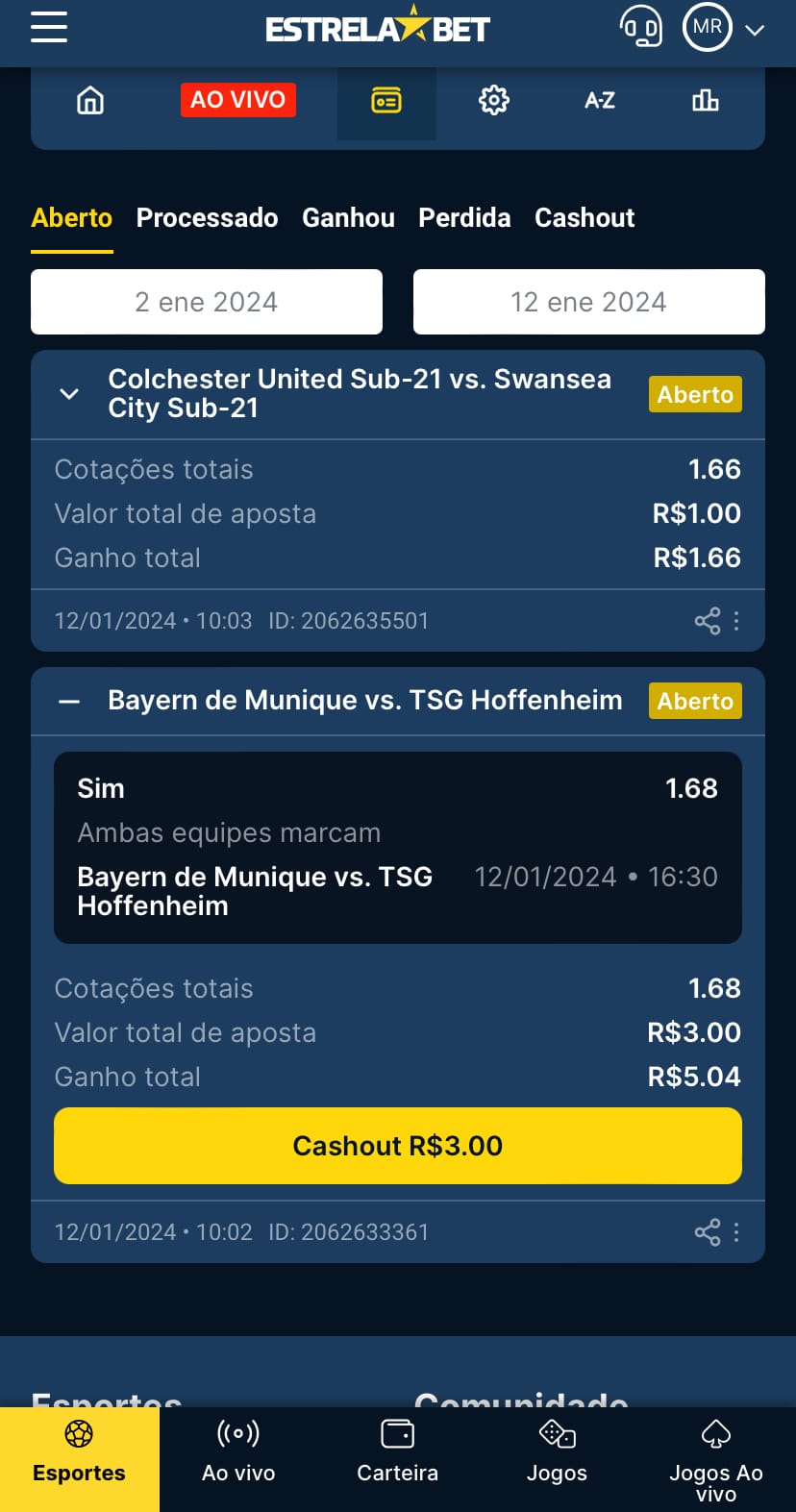 cashout na estrela bet 