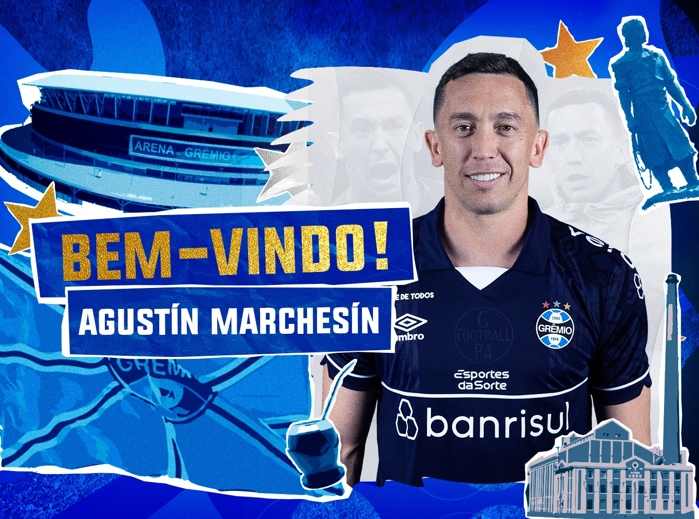 Gr&ecirc;mio exalta curr&iacute;culo vencedor ao anunciar goleiro Agust&iacute;n Marches&iacute;n como refor&ccedil;o
