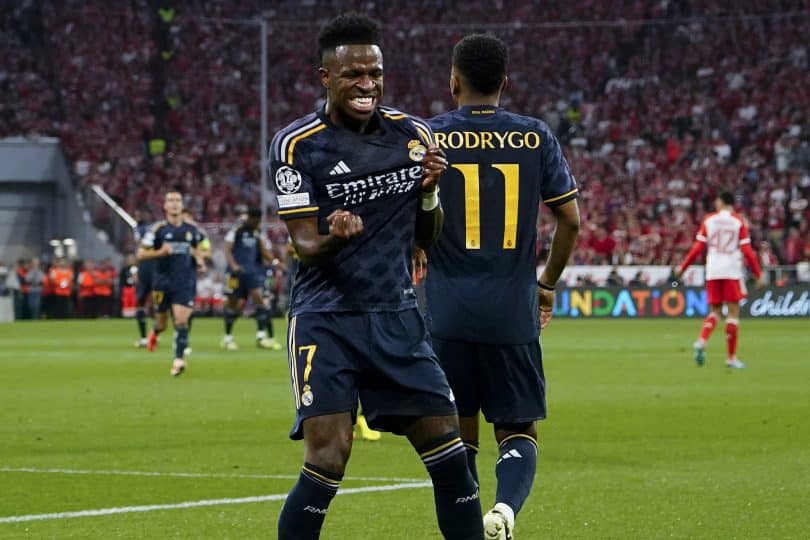 Com dois gols, Vini Jr. frustra virada relâmpago do Bayern de Munique sobre o Real