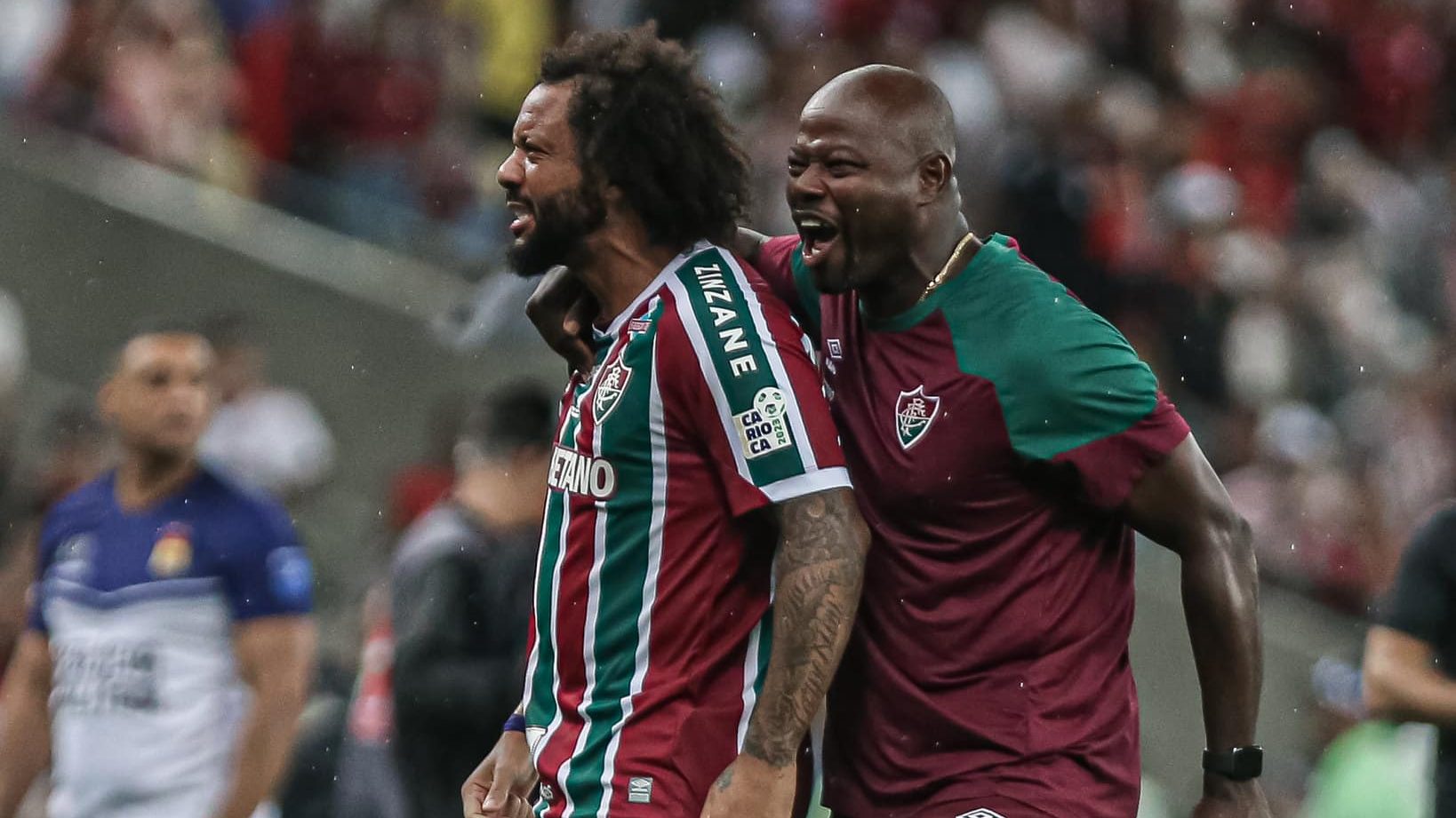 Marcelo e Marc&atilde;o, que foram companheiros no in&iacute;cio da carreira do lateral no Fluminense, s&atilde;o grandes amigos - Foto: MARCELO GON&Ccedil;ALVES / FLUMINENSE FC 