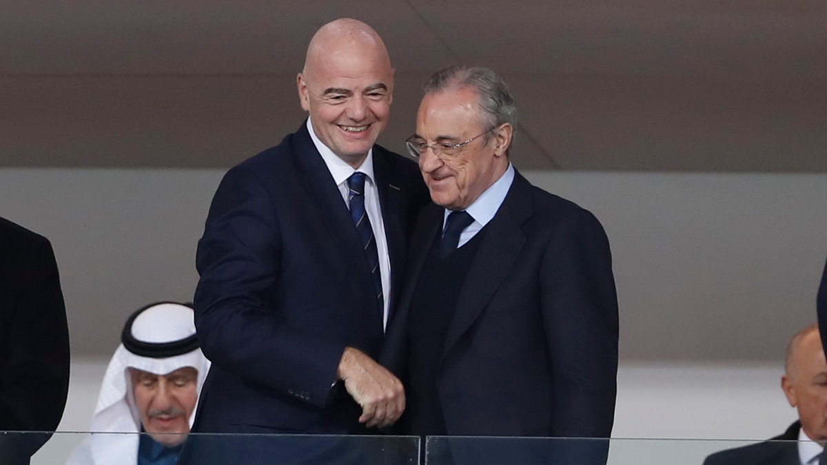 Gianni Infantino (dir.), presidente da Fifa, e Florentino P&eacute;rez (esq.), presidente do Real Madrid. Foto: Icon Sport