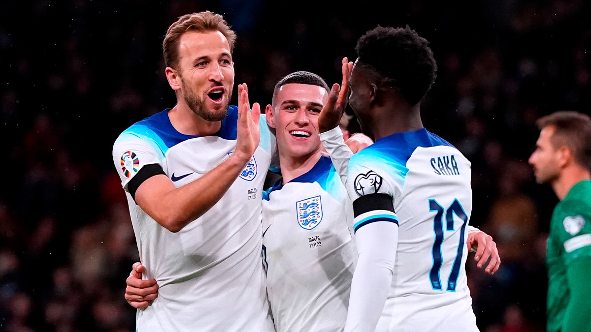 A Inglaterra de Kane, Foden, Saka e companhia chega como favorita &agrave; Eurocopa 2024. Foto: Icon Sport