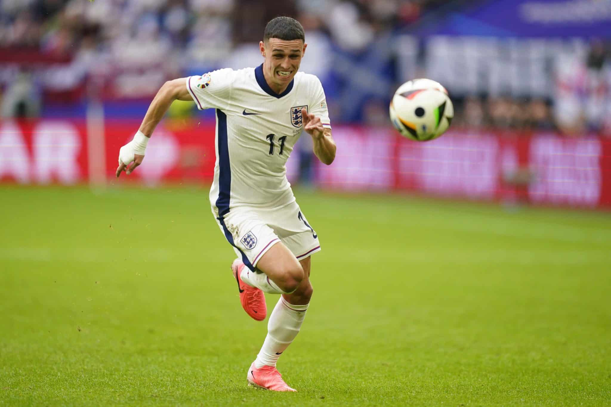 Foden Foden em a&ccedil;&atilde;o pela Inglaterra nesta Eurocopa 2024. Foto: Icon Sport