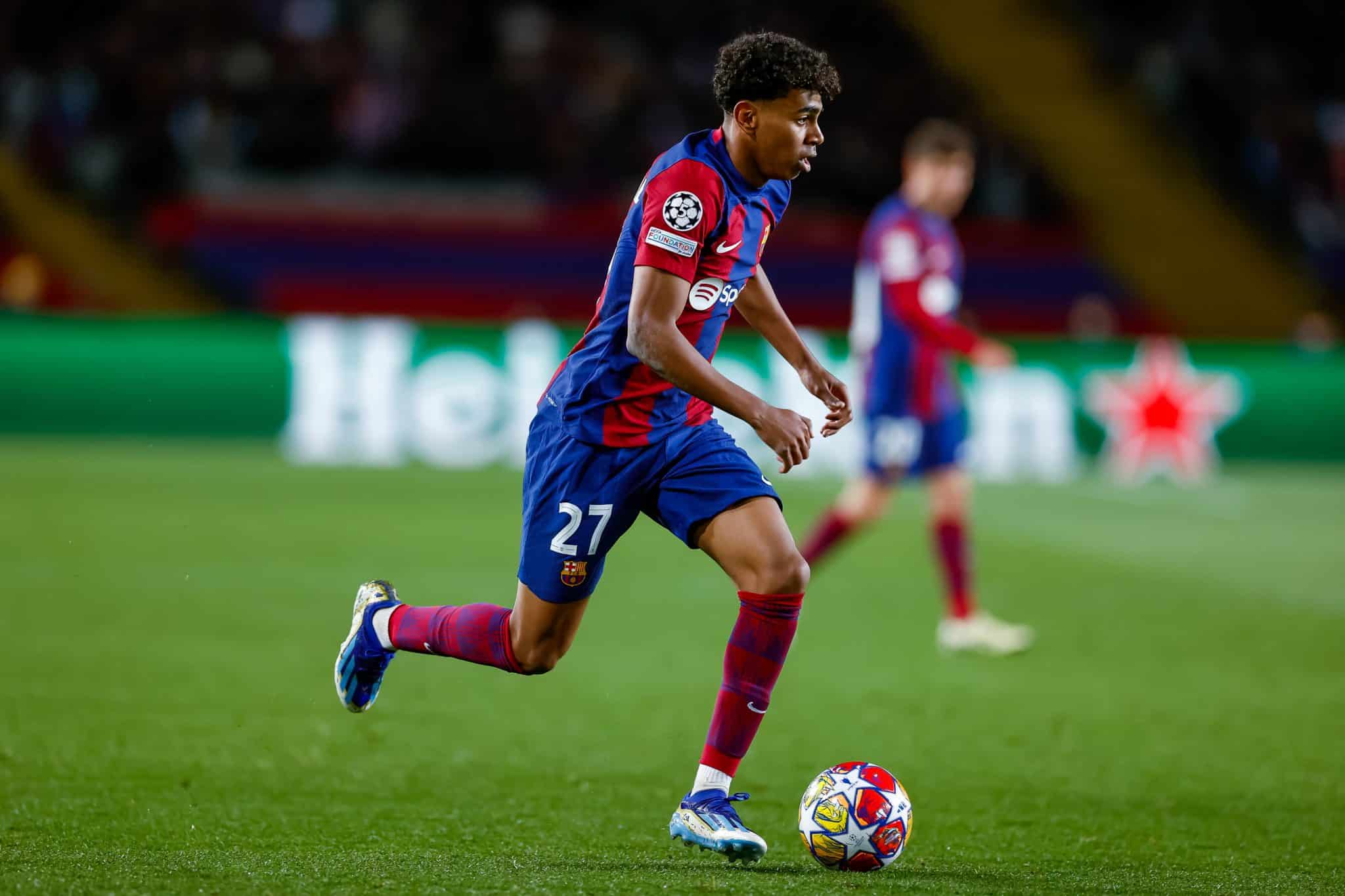 Na &uacute;ltima temporada, Lamine Yamal vestiu a camisa 27. Foto: Icon Sport