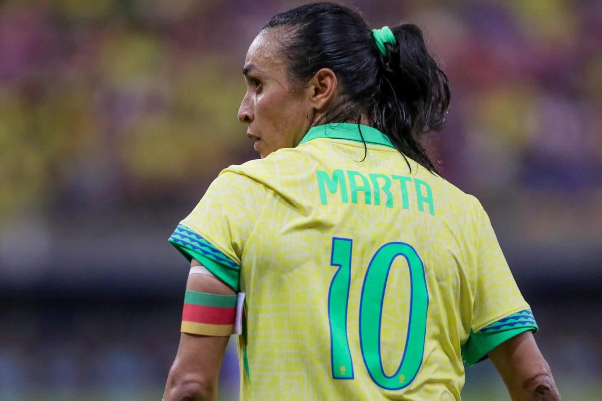 Marta em partida pela Sele&ccedil;&atilde;o Brasileira de Futebol
