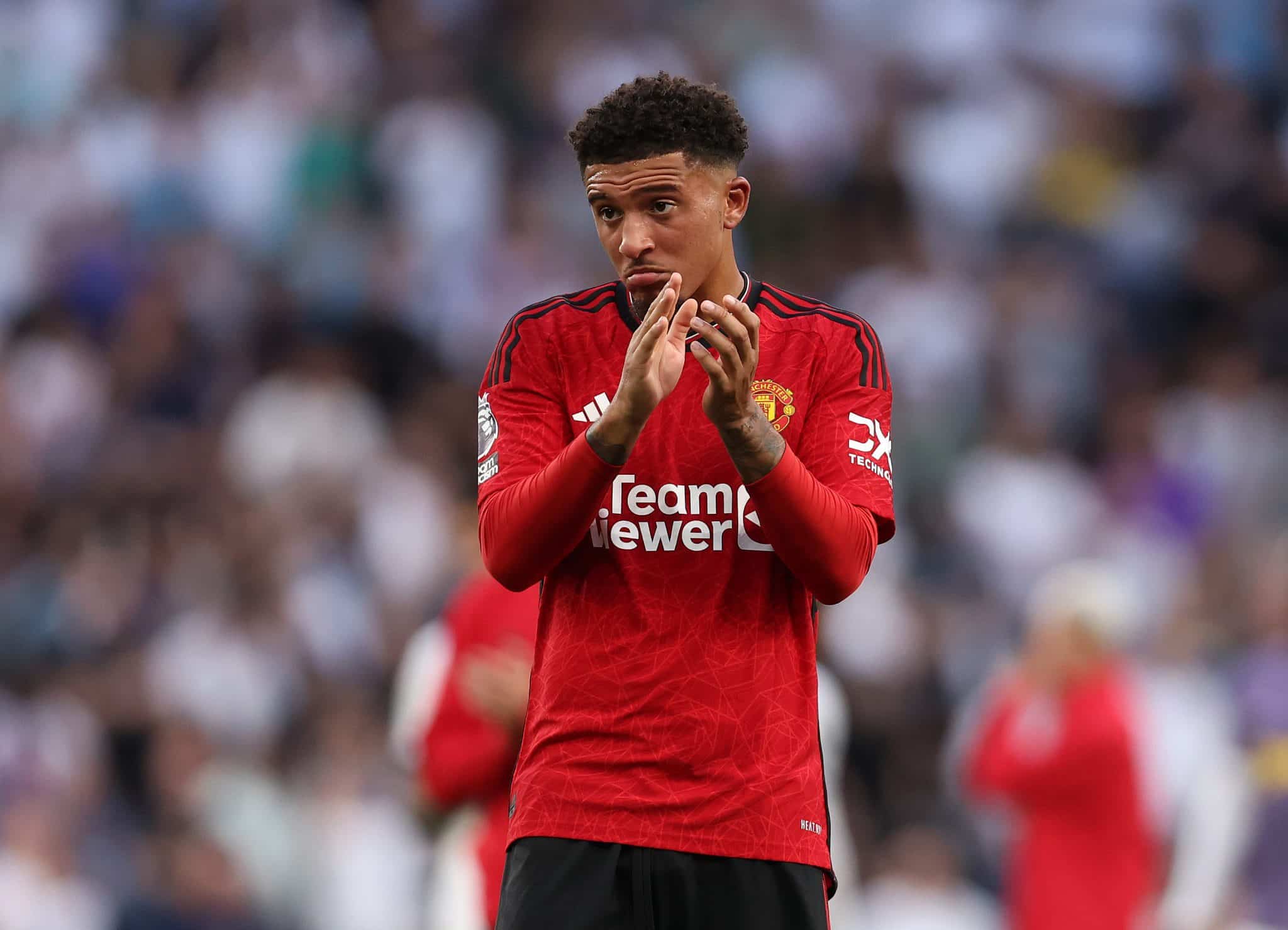Sancho foi reintegrado ao elenco do Manchester United ap&oacute;s reconcilia&ccedil;&atilde;o com Ten Hag