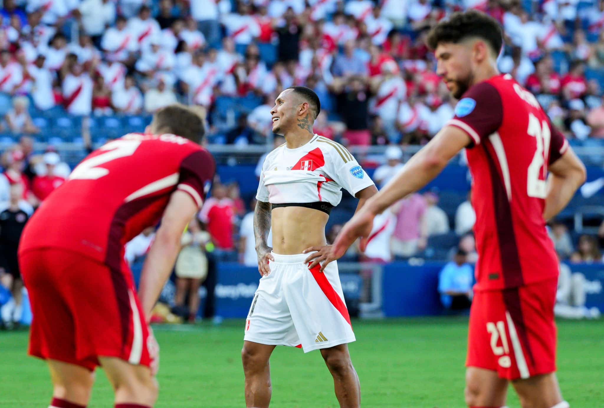 Canadá x Peru, em Kansas City, foi um dos jogos mais quentes da Copa América de 2024. Foto: Icon Sport