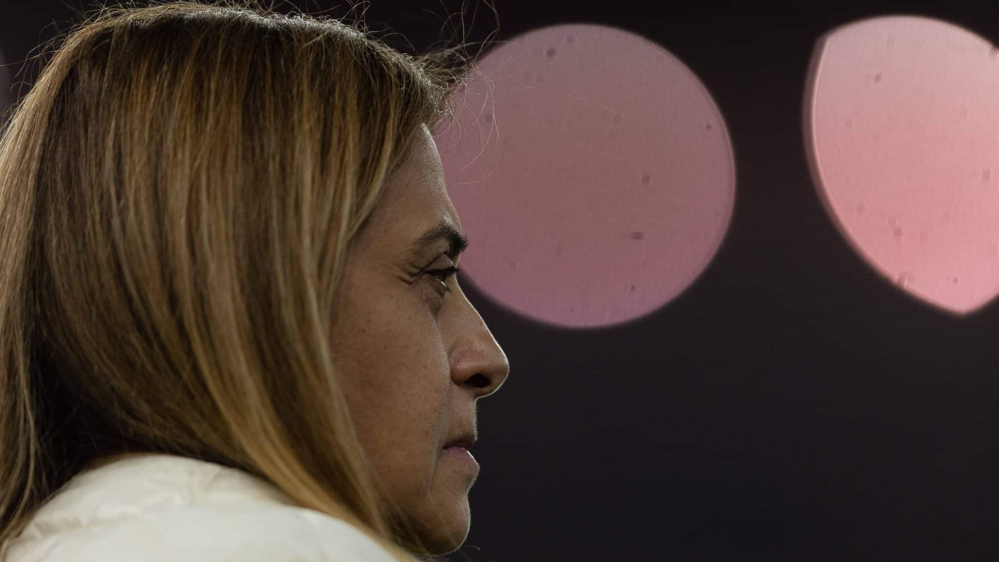 Leila Pereira antes de jogo do Palmeiras contra o Flamengo no Maracan&atilde;