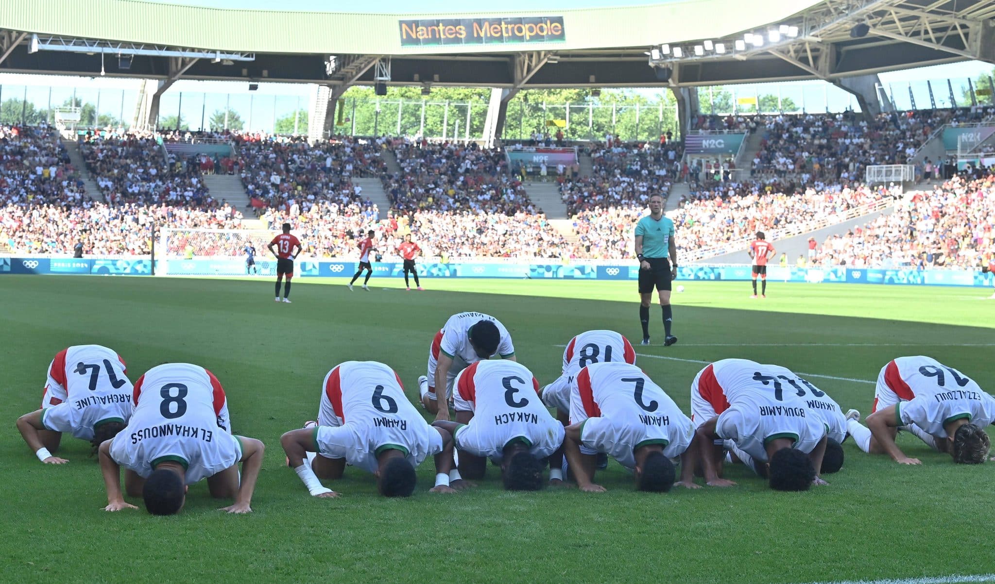 Jogadores do Marrocos comemoram gol contra o Egito. Foto: Icon Sport