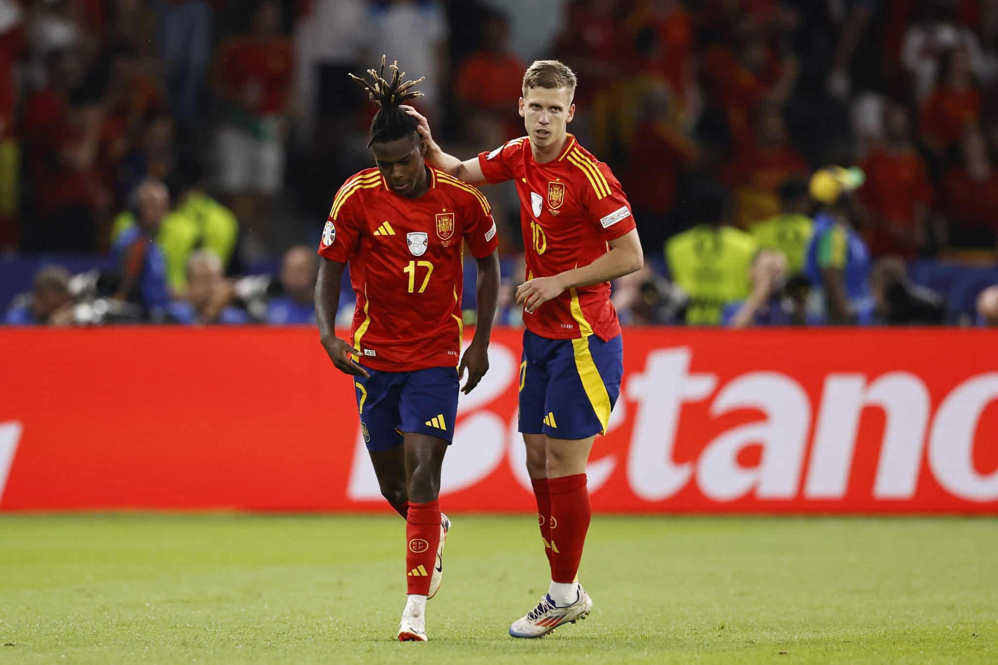 Dani Olmo e Nico Williams, destaques da Espanha na Euro 2024. Foto: Icon Sport