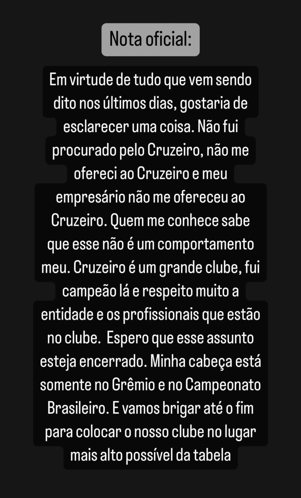 Renato se manifesta sobre especula&ccedil;&atilde;o de ida para o Cruzeiro