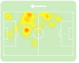 Mapa de calor de Raphael Veiga contra o Vasco