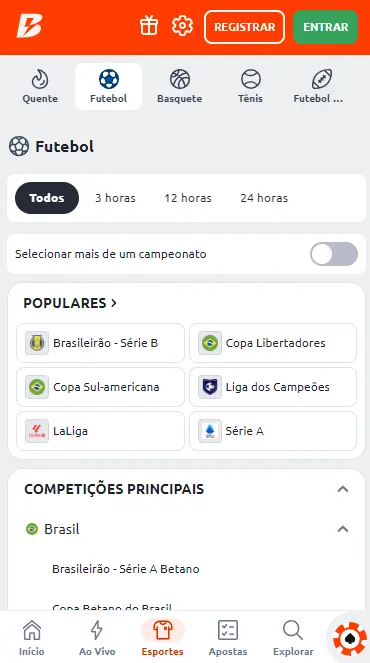 Captura de tela que mostra como apostar em futebol na plataforma da Betano.