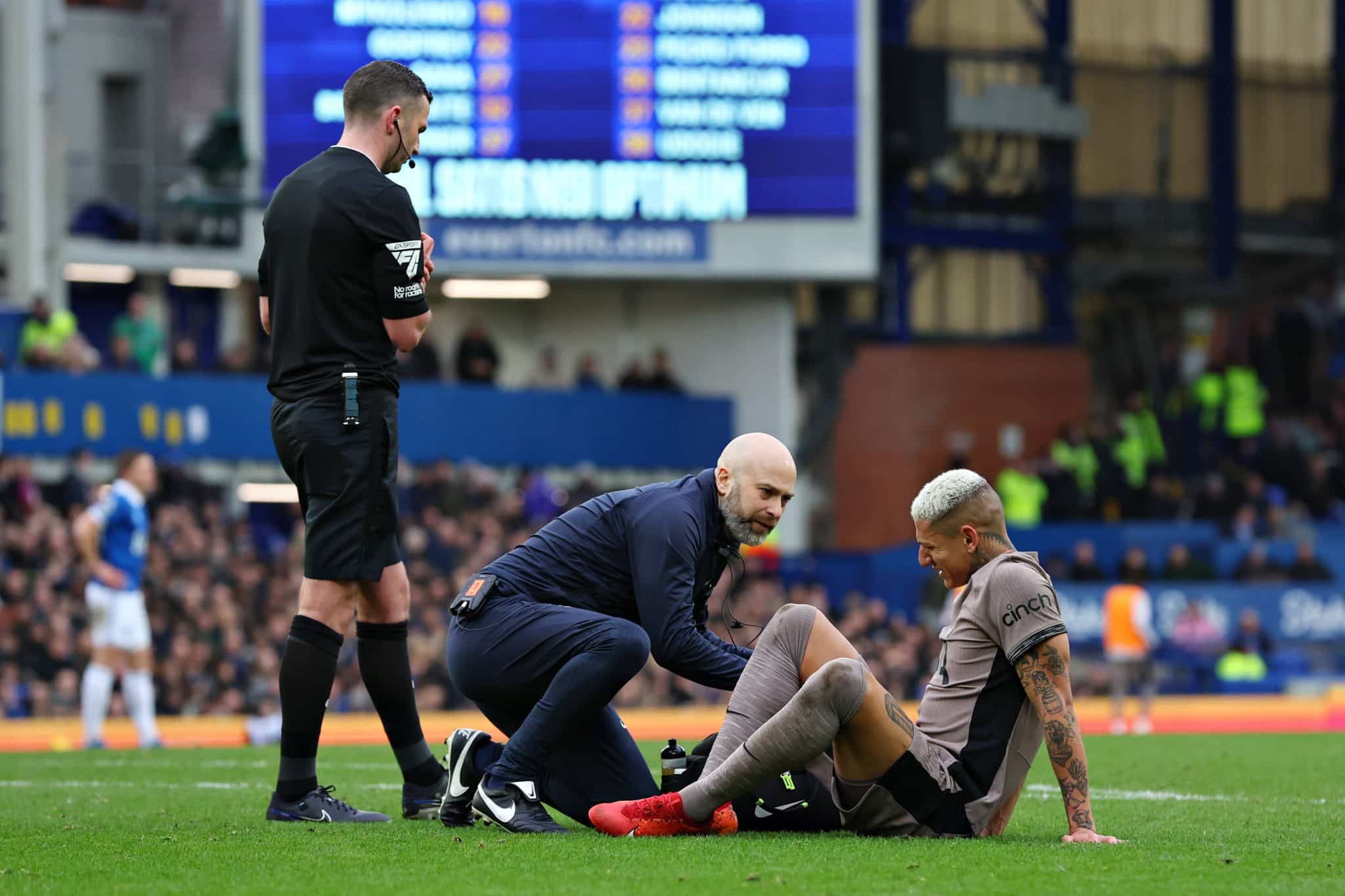 Les&otilde;es frequentes t&ecirc;m sido um problema para Richarlison no Tottenham Foto: (Imago)