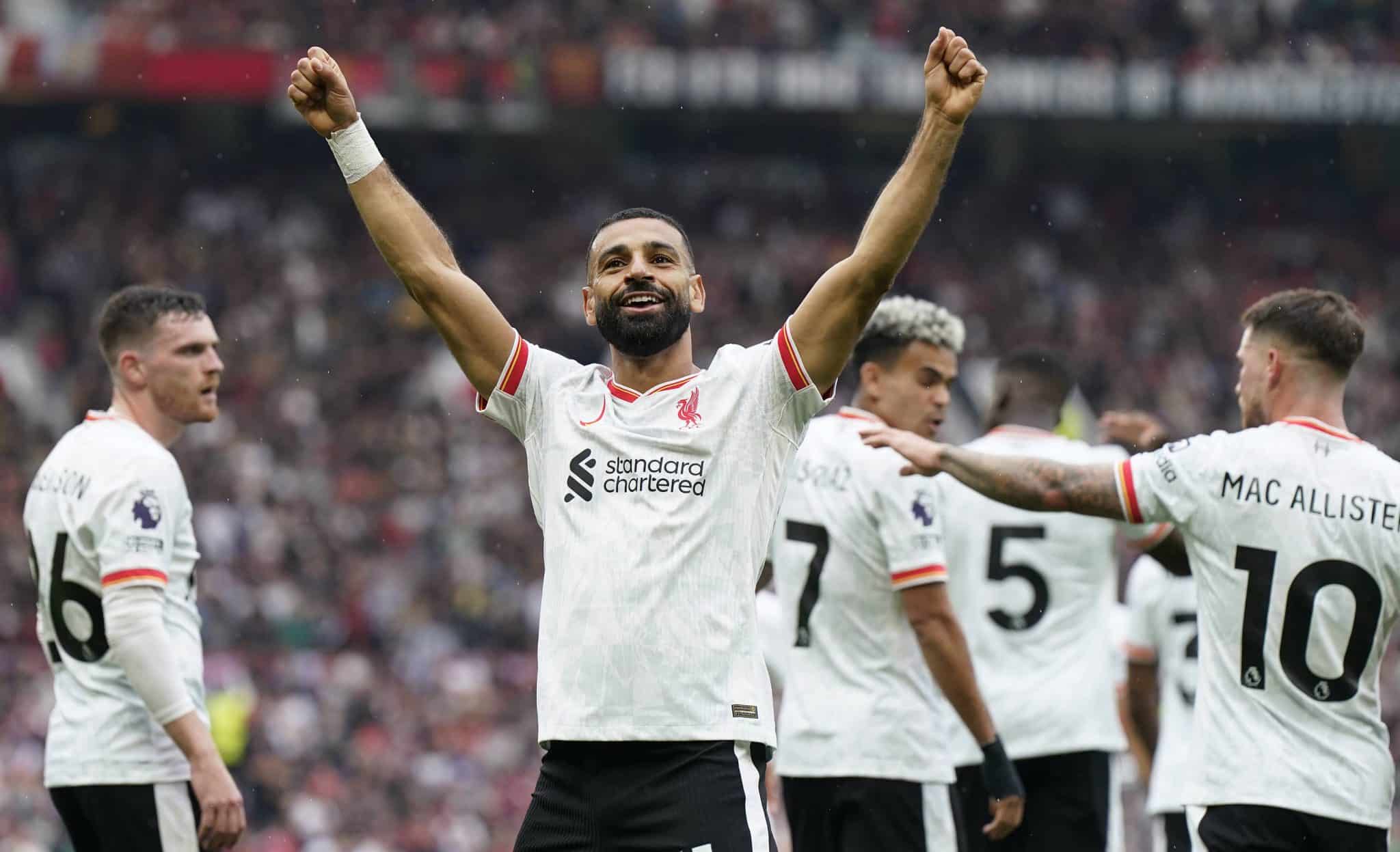 Salah fez o terceiro gol do Liverpool contra o Manchester. Foto: Imago