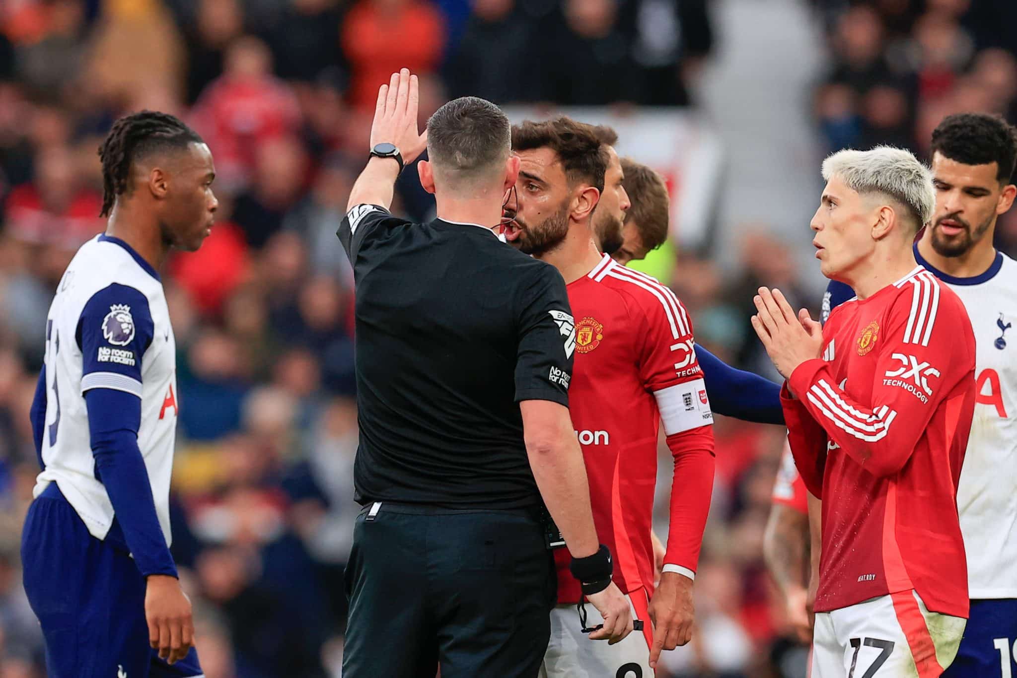 Bruno Fernandes foi expulso contra o Tottenham. Foto: Imago